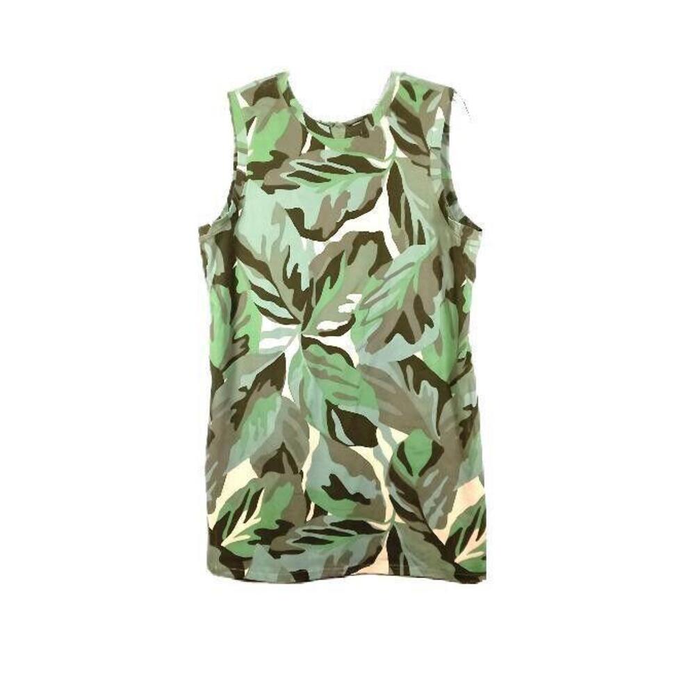 New - Anthropologie Sanctuary Size L Dress Tank Organic Cotton Palm Camo